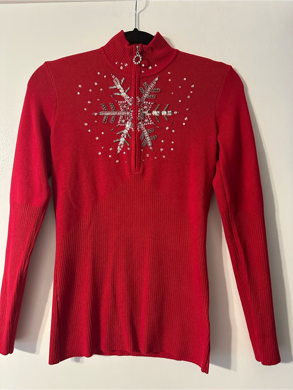 🎄 Boston Proper red embellished snowflake sweater XS